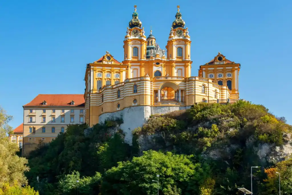 Melk Abbey Benedictine monastery overlooking the Danube River, Austria