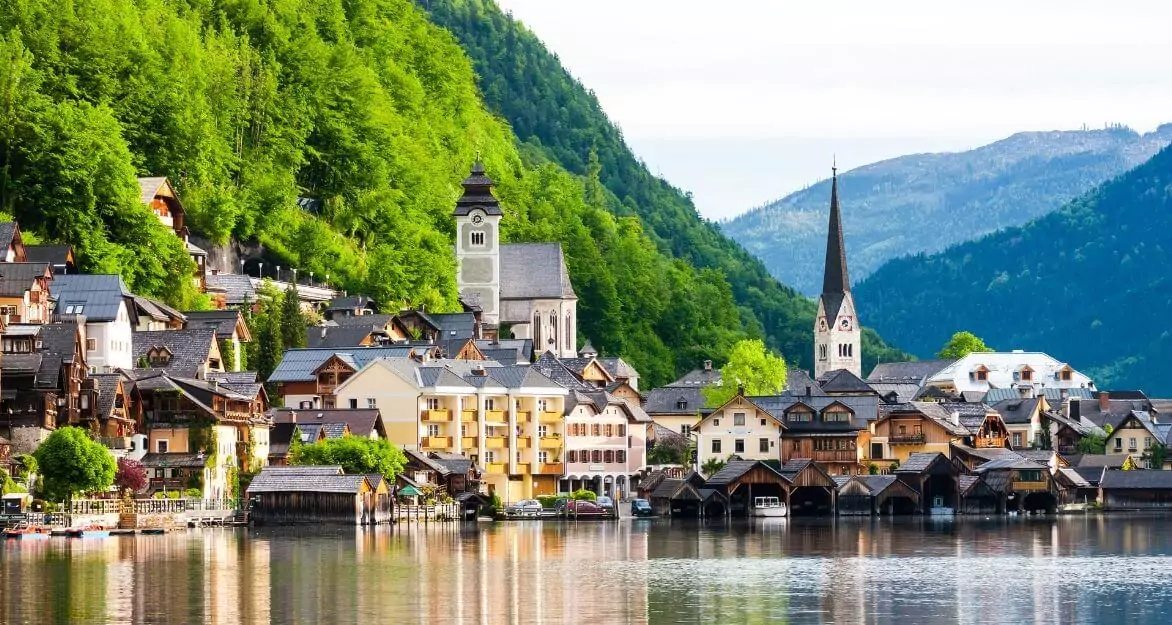 Hallstatt lakeside village in the Austrian Alps