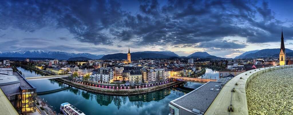 Villach mountain-ringed old town, Austria