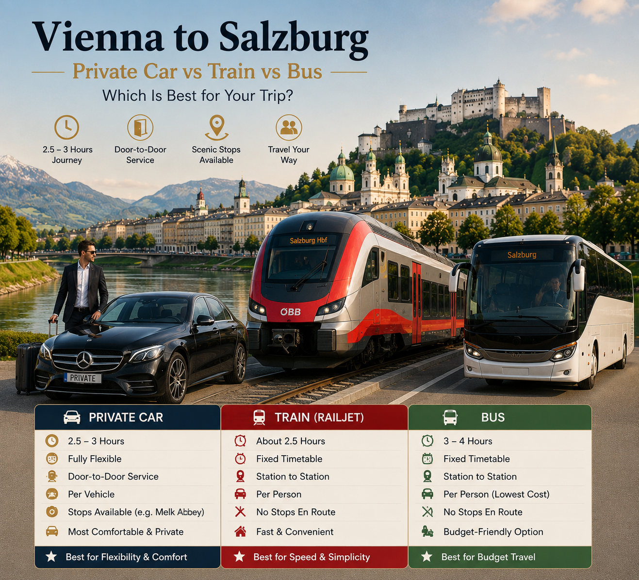 Vienna to Salzburg: Private Car vs Train vs Bus, Which Is Best?