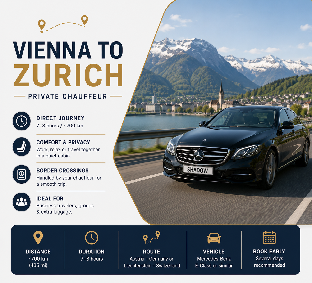 Vienna to Zurich Private Chauffeur