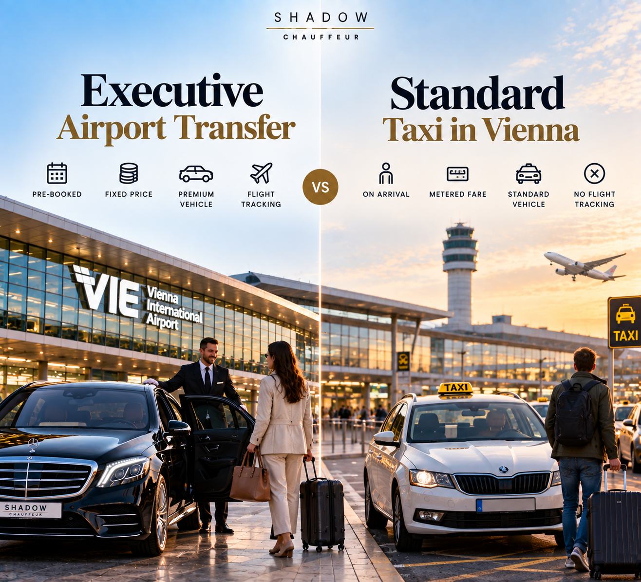 Executive Airport Transfer vs Standard Taxi in Vienna