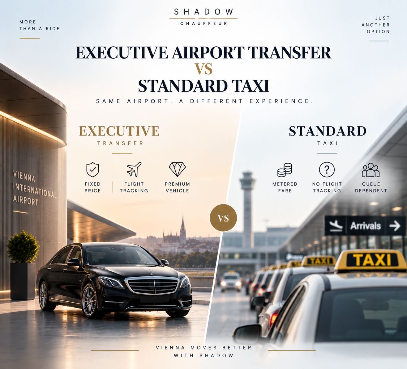 Vienna Airport Executive Transfer vs Taxi